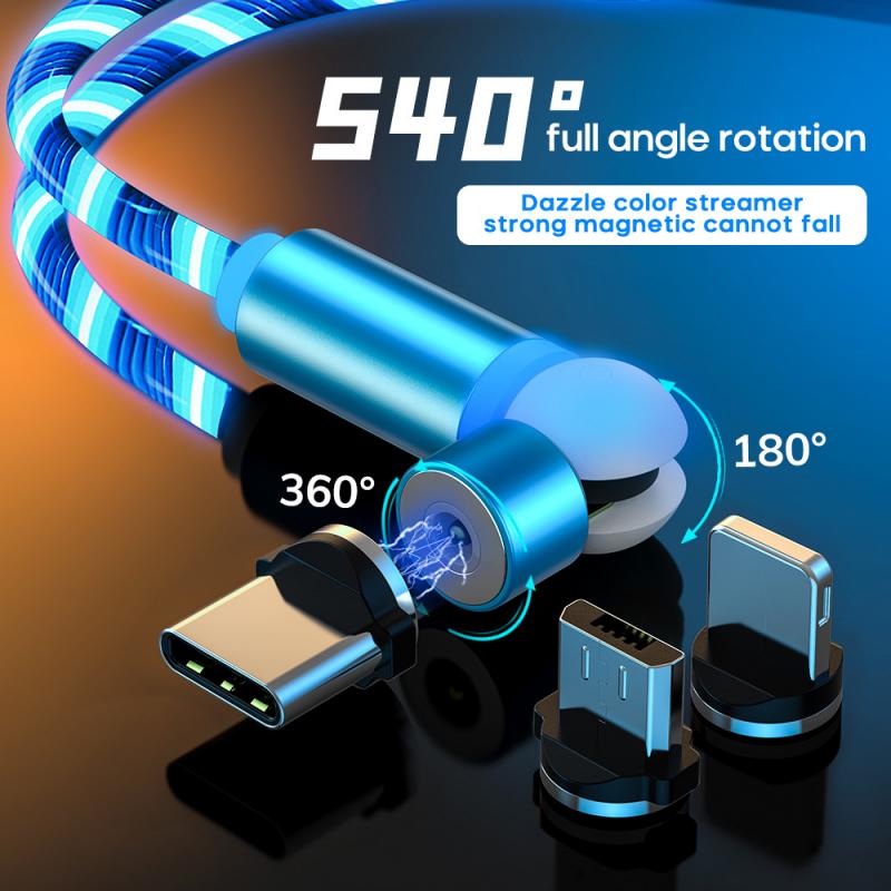 New-360-180-Degree-Rotating-Magnetic-Data-Cable-LED-Light-Charging-Cable-For-Samsung-IPhone-11