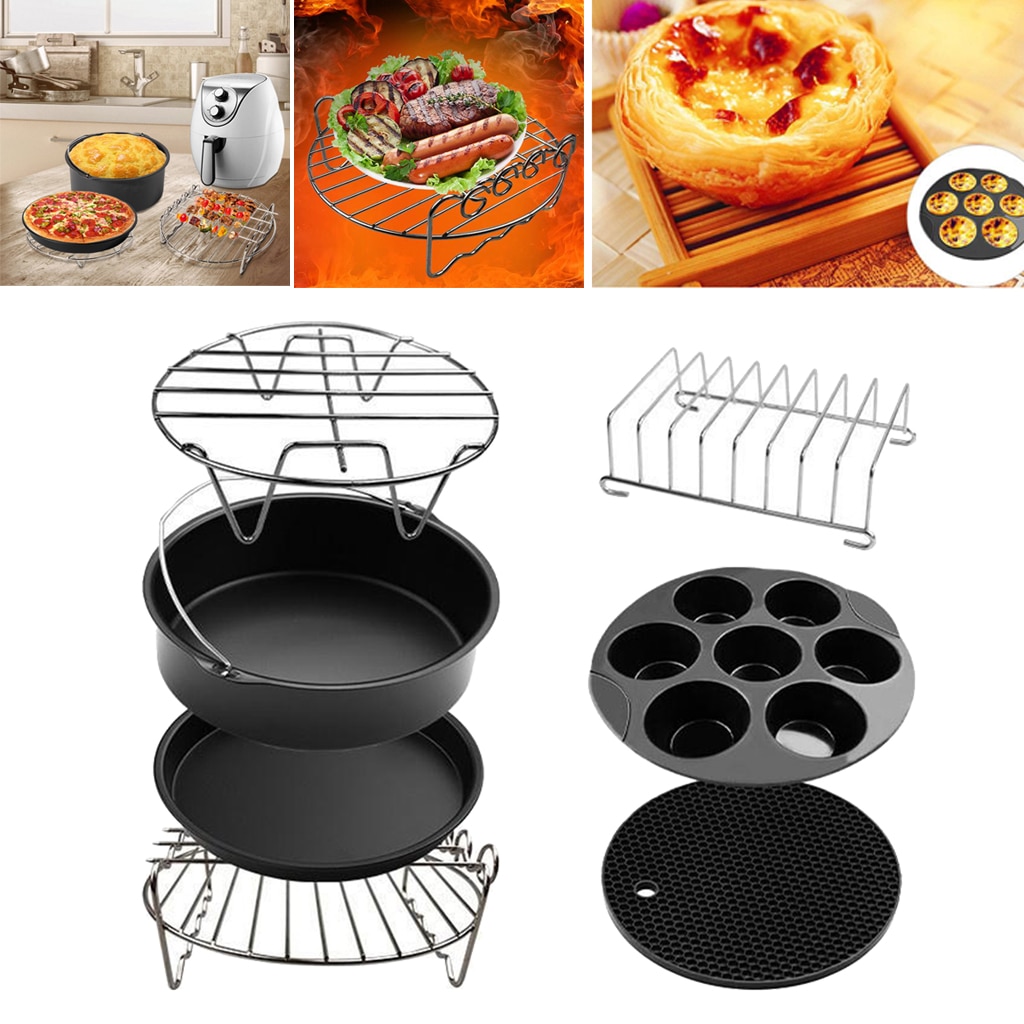 Air Fryer Accessories, Set of 7, Fit all 3.5-5.3 QT Air Fryers Dishwasher Safe