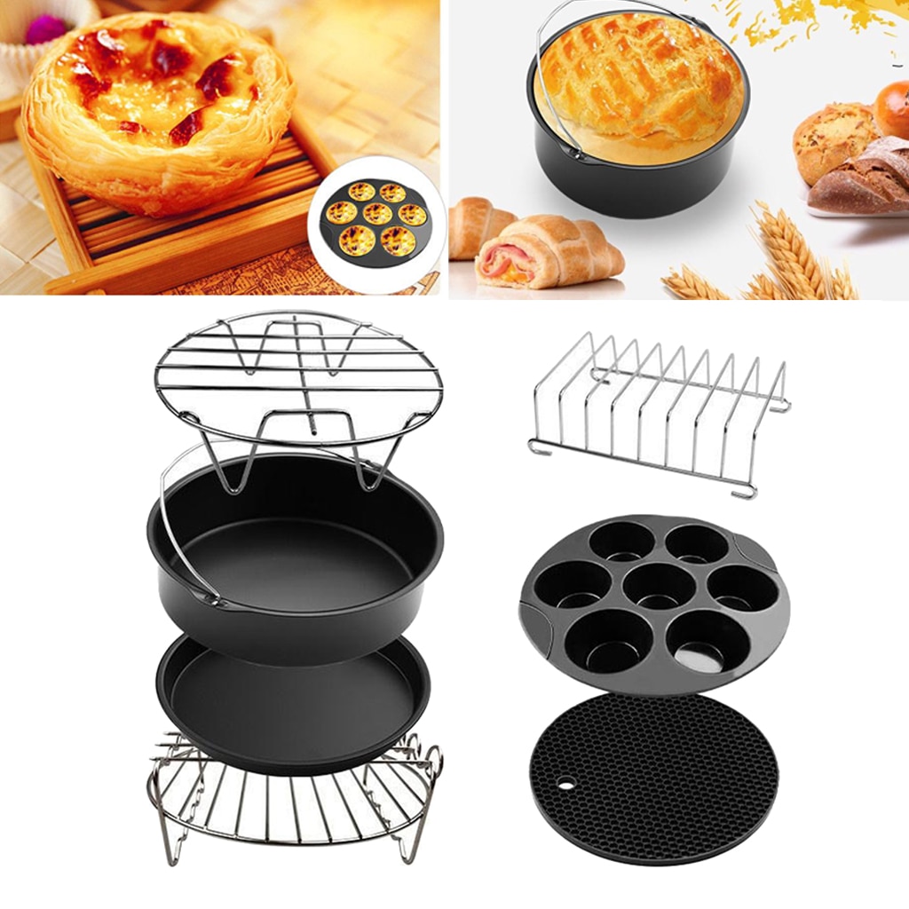 Air Fryer Accessories, Set of 7, Fit all 3.5-5.3 QT Air Fryers Dishwasher Safe