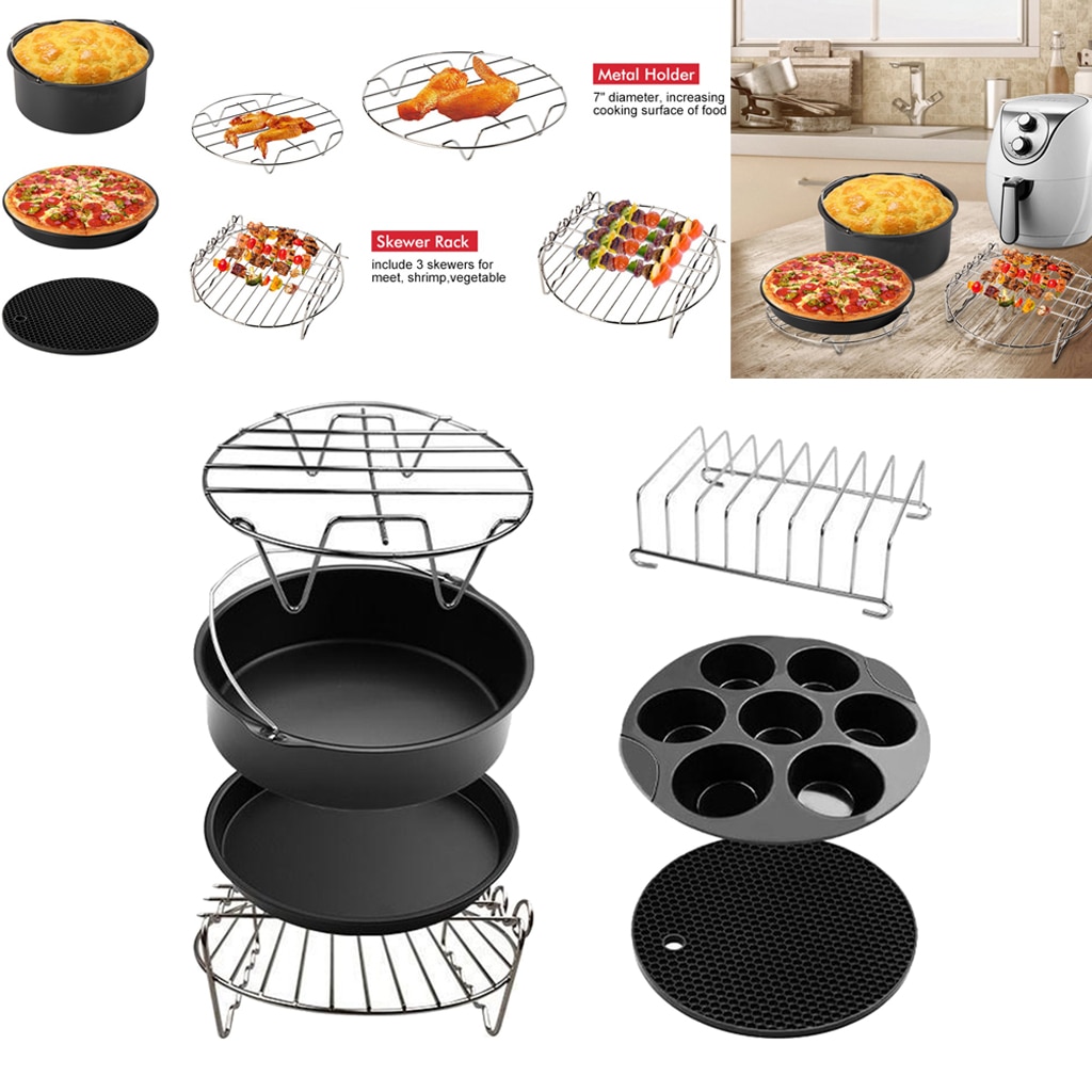 Air Fryer Accessories, Set of 7, Fit all 3.5-5.3 QT Air Fryers Dishwasher Safe