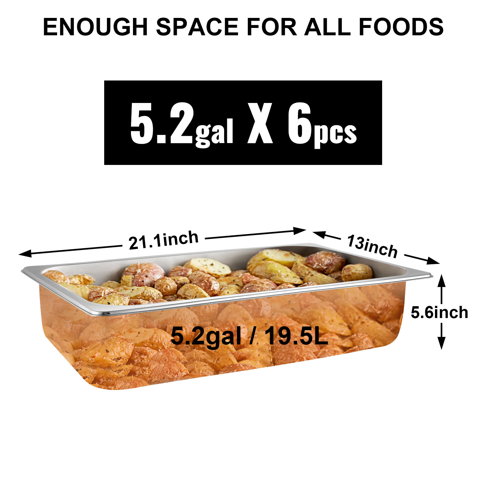 steam table pans,stainless steel, 6 packs