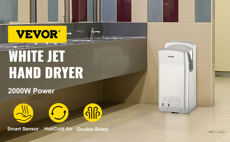 Jet Hand Dryer,White,High-Speed