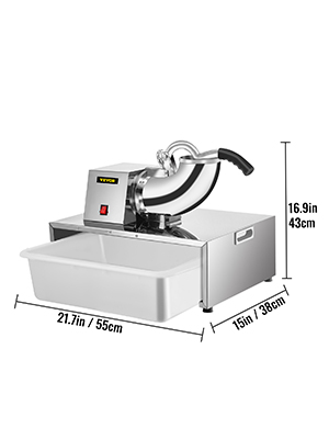 Commercial Snow Cone Machine,500LB/H,250W,Dual Blade,w/ Basin