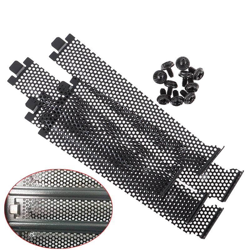 10Pcs/lot Black Hard Steel Dust Filter Blanking Plate PCI Slot Cover With Screws