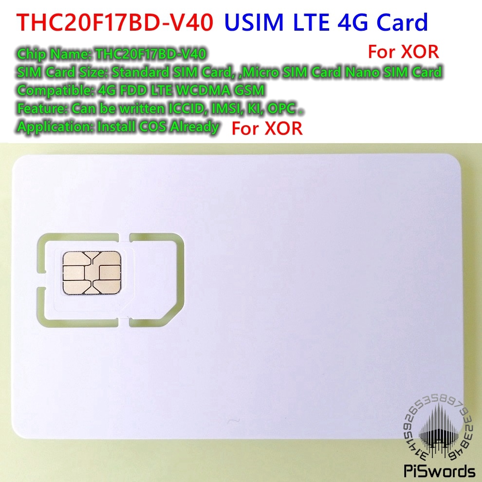 THC20F17BD-V40 Chip Writable Programable 4G Blank SIM Card  Nano Micro USIM Card With Micro Nano Size FF 3FF 4FF 3 IN 1 For XOR