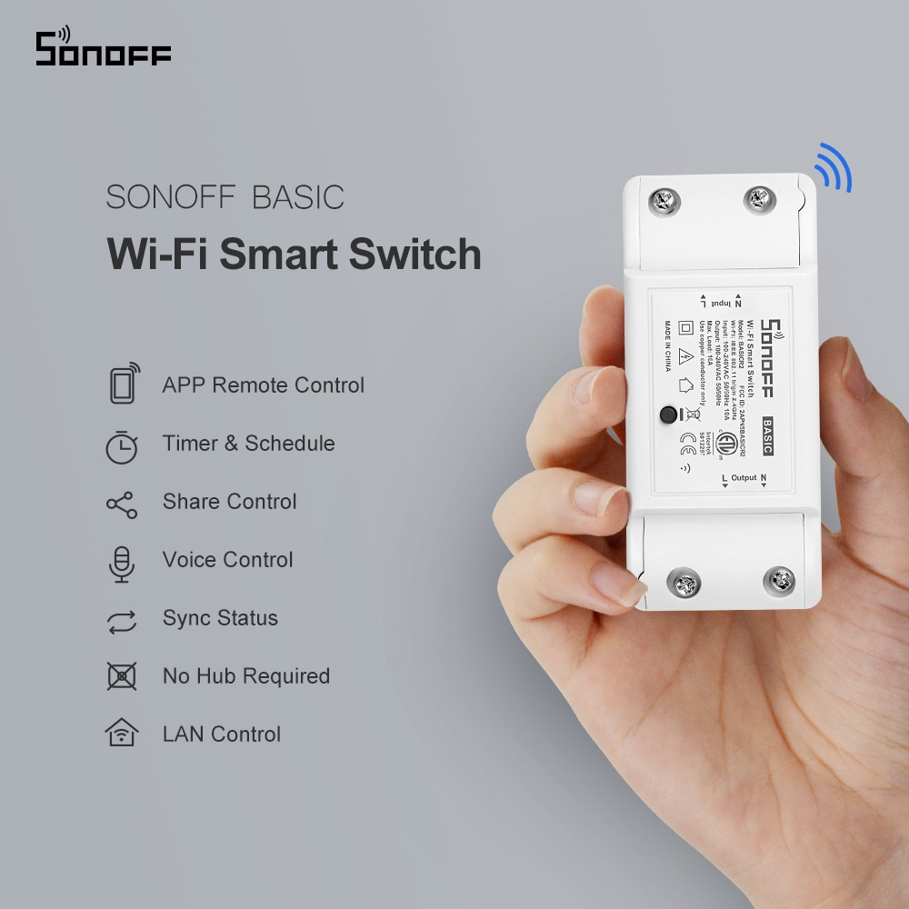 Itead SONOFF Basic R2 Mini DIY Module Wifi Light Switch Wireless APP Remote Control Switch 220V  Smart Home Electrical Switches