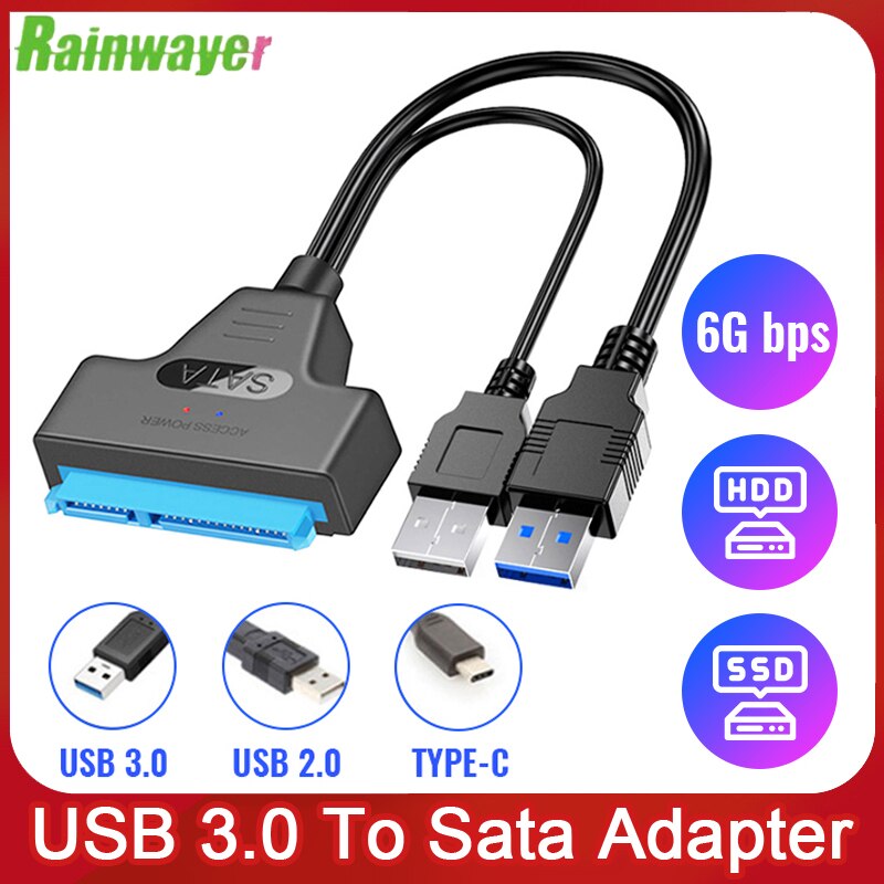 USB3.0 To Sata Adapter Computer Cables Connectors USB SATA 3 22 Adapter Cable Up To 6 Gbps Support 2.5 Inches SSD HDD Hard Drive
