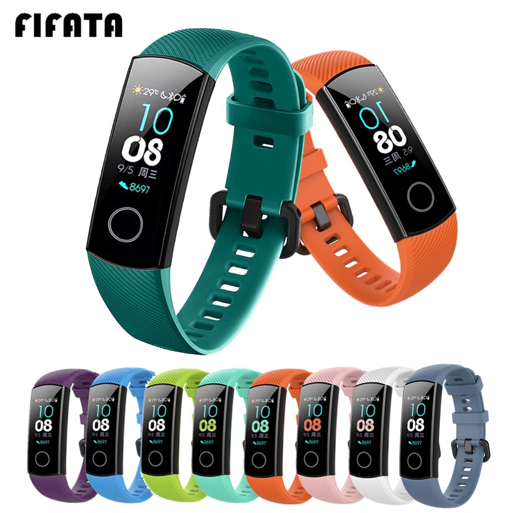 FIFATA Silicone Watch Strap For Honor Band 4 5 Wristbands Accessories Replacement Sport Strap For Huawei Honor Band 5 4 Bracelet