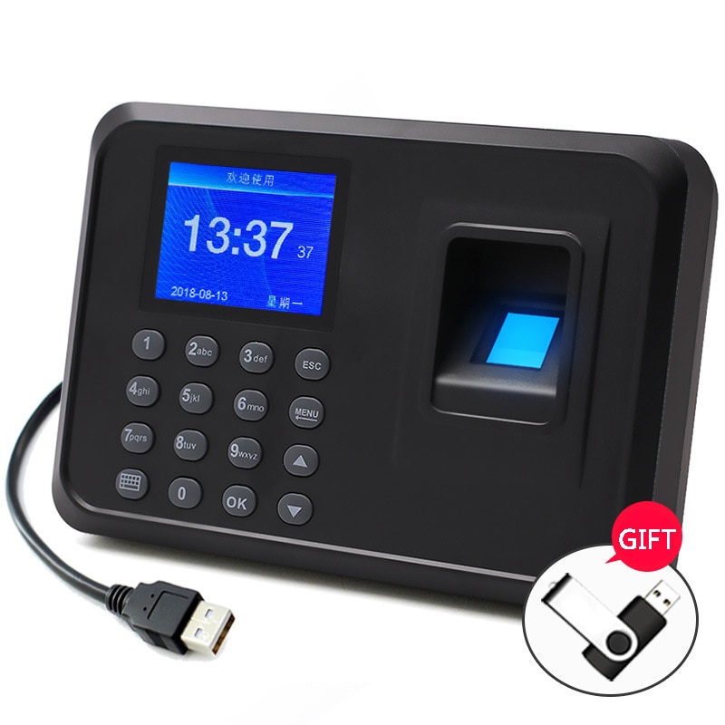 Biometric Fingerprint Attendance Machine USB Office Time Clock Employee Record Machine Electronic Device Multi-Language 1pc