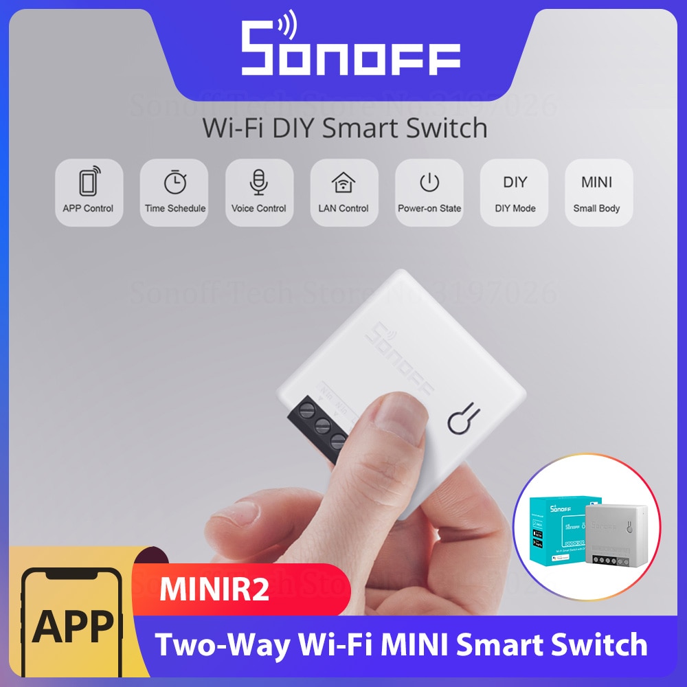 SONOFF MINI R2 Two-way DIY WiFi Smart Switch Wireless Module Remote Control via eWeLink APP Support Alexa Google Home IFTTT