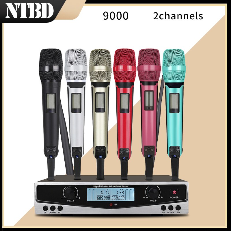 NTBD SKM9100/SKM9000 Stage Performance Home KTV  UHF Professional Dual Wireless Microphone System Dynamic Long Distance