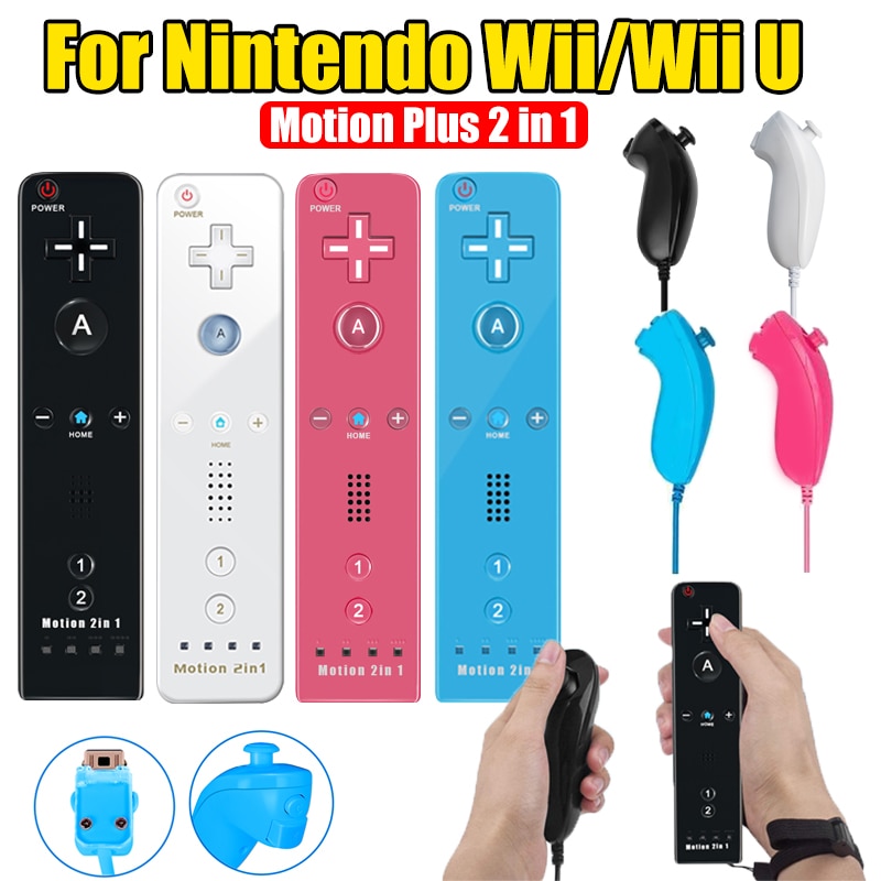 BATTOOL For Nintendo Wii/Wii U Joystick 2 in 1 Wireless Remote Gamepad Controller Set Motion Plus with Silicone Case Video Game