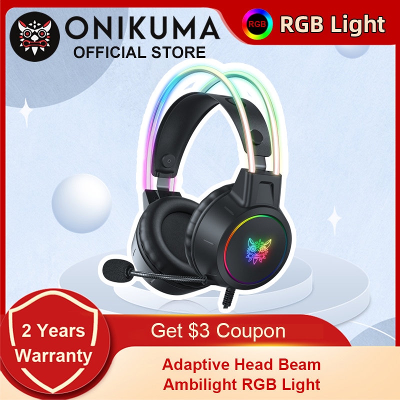 ONIKUMA X15 Pro RGB Head Beam Gaming Headphones with Mic 3.5mm Durable Stereo Surround RGB Headset Gamer for Game for PS5 Switch