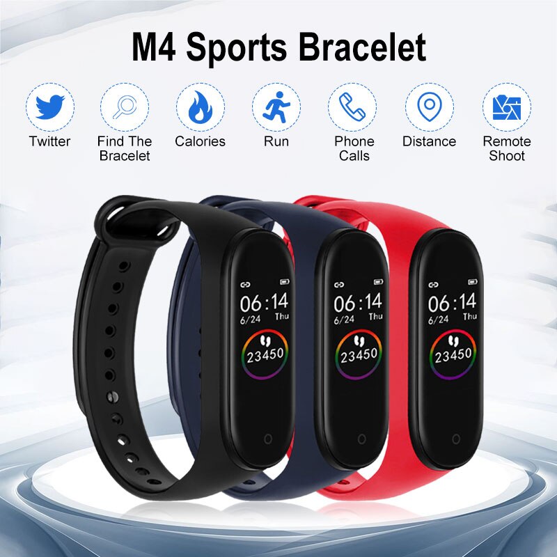 M4 Smart Watch Color Screen Step Counting Multi Sport Mode Message Reminder Photography Music Remote Control Smart Band