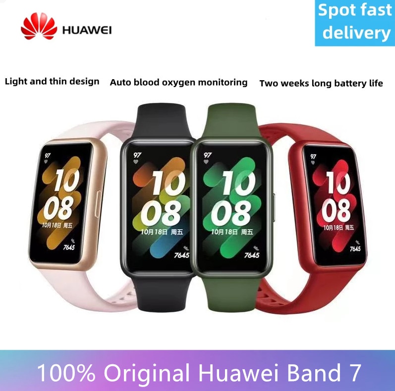 Original Huawei Band 7 Blood Oxygen 1.47'' AMOLED Screen Heart Rate Smartband 2 Weeks Battery Life Waterproof Smart Bracelet