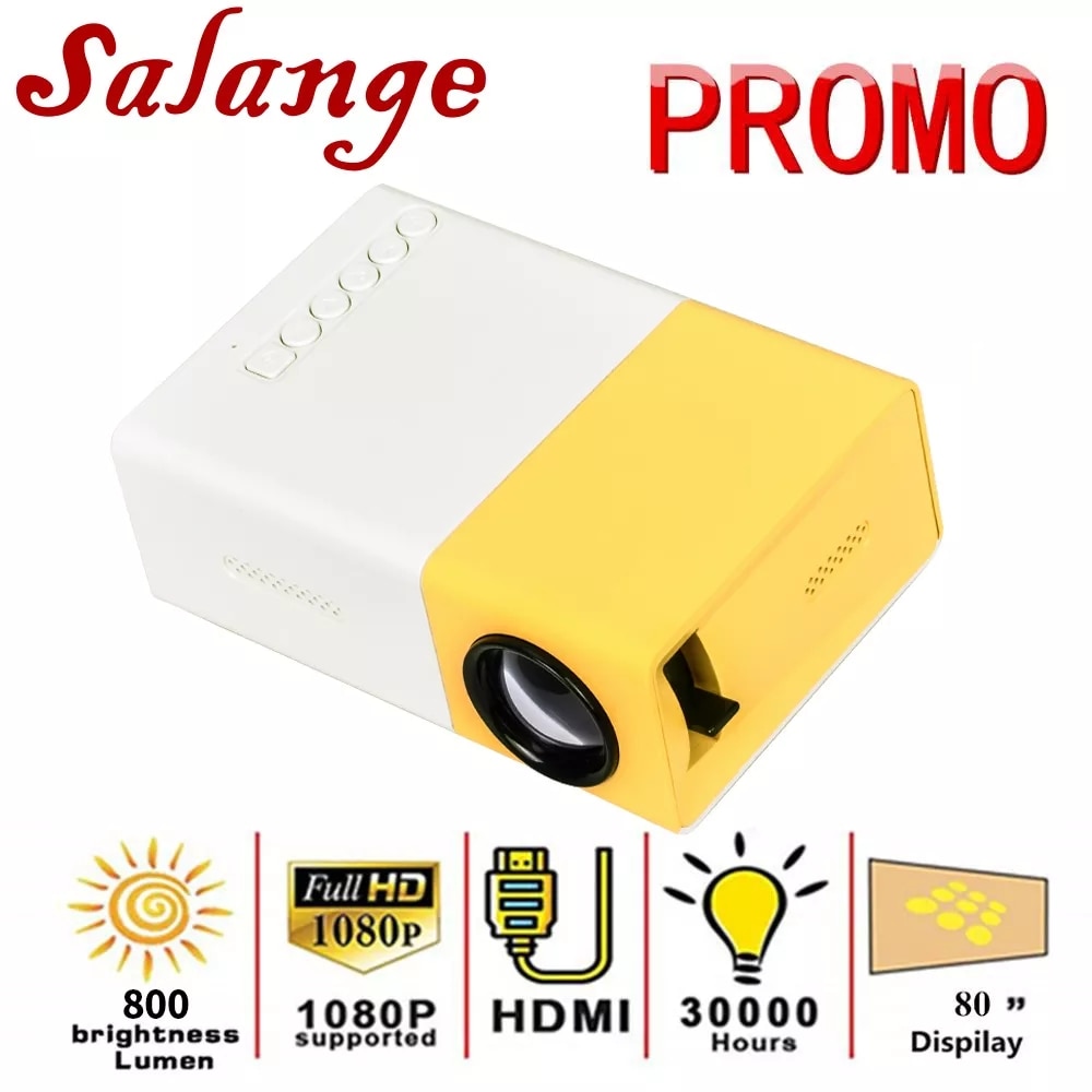 Salange YG300 Mini LED Projector Yg300 Upgraded Version 600 lumen 320x240P HDMI-compatible USB Audio Home Media Player Beamer