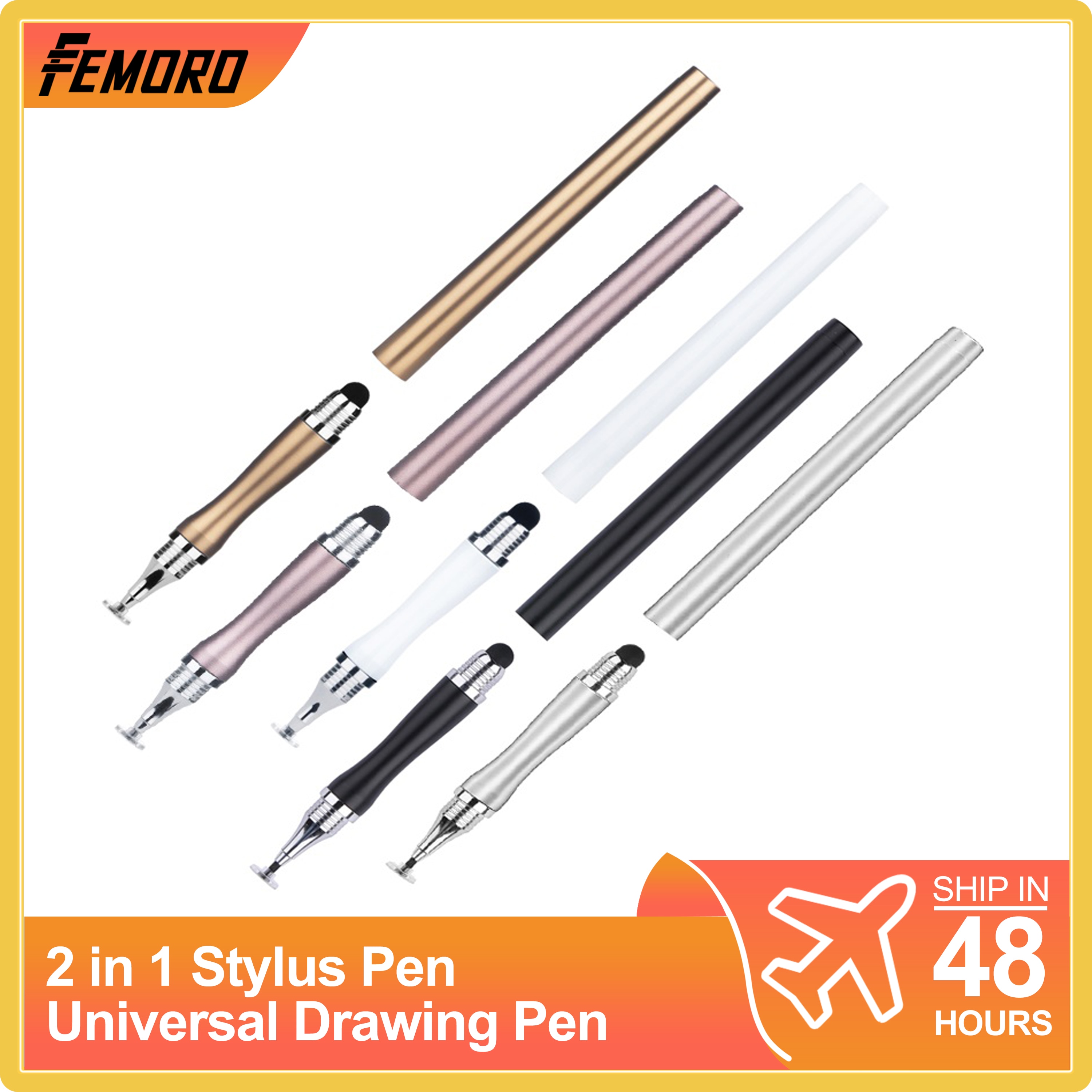 2 in 1 Stylus Pen,Femoro Universal Drawing Tablet Capacitive Screen Touch Pen for Mobile Android Phone Smart Pencil Accessories