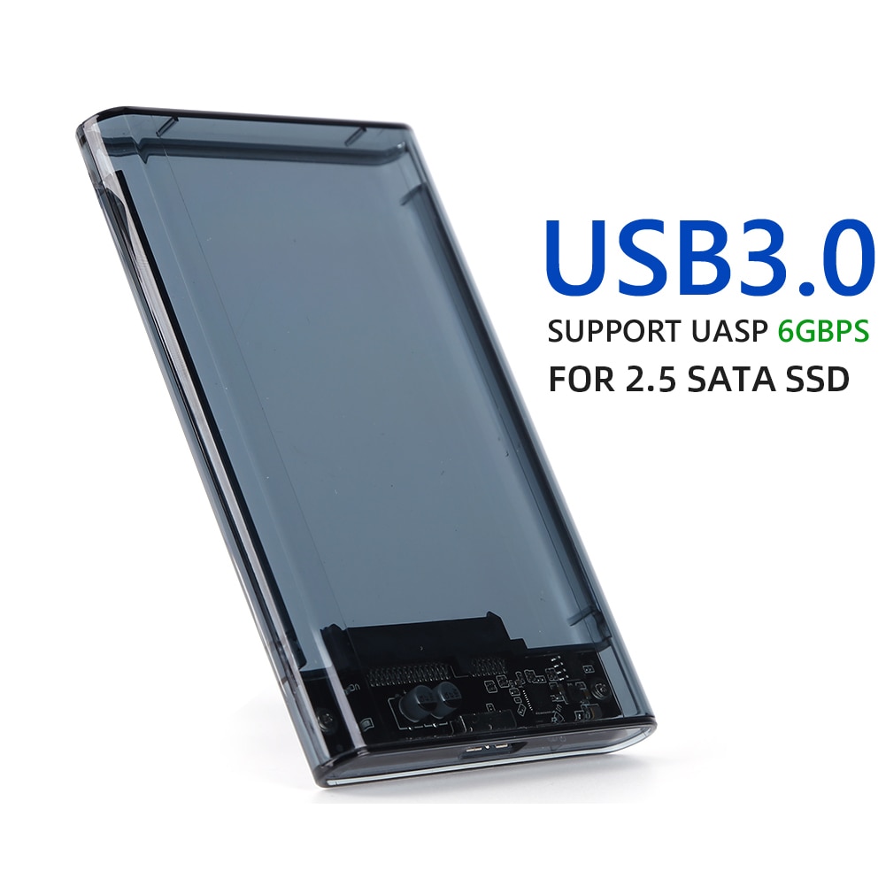 SSD Case For 2.5inch SATA SSD Transparent HDD Case SATA III to USB 3.0 ssd hard disk Enclosure Support 6TB Mobile External HDD