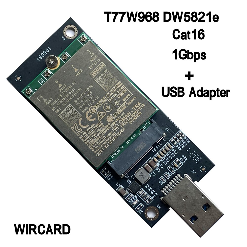 WIRCARD T77W968 DW5821e X20 LTE Cat16 1Gbps FDD-LTE TDD-LTE 4G Module For Dell 5420 5424 7424 7400 Laptop USB3.0 Adapter