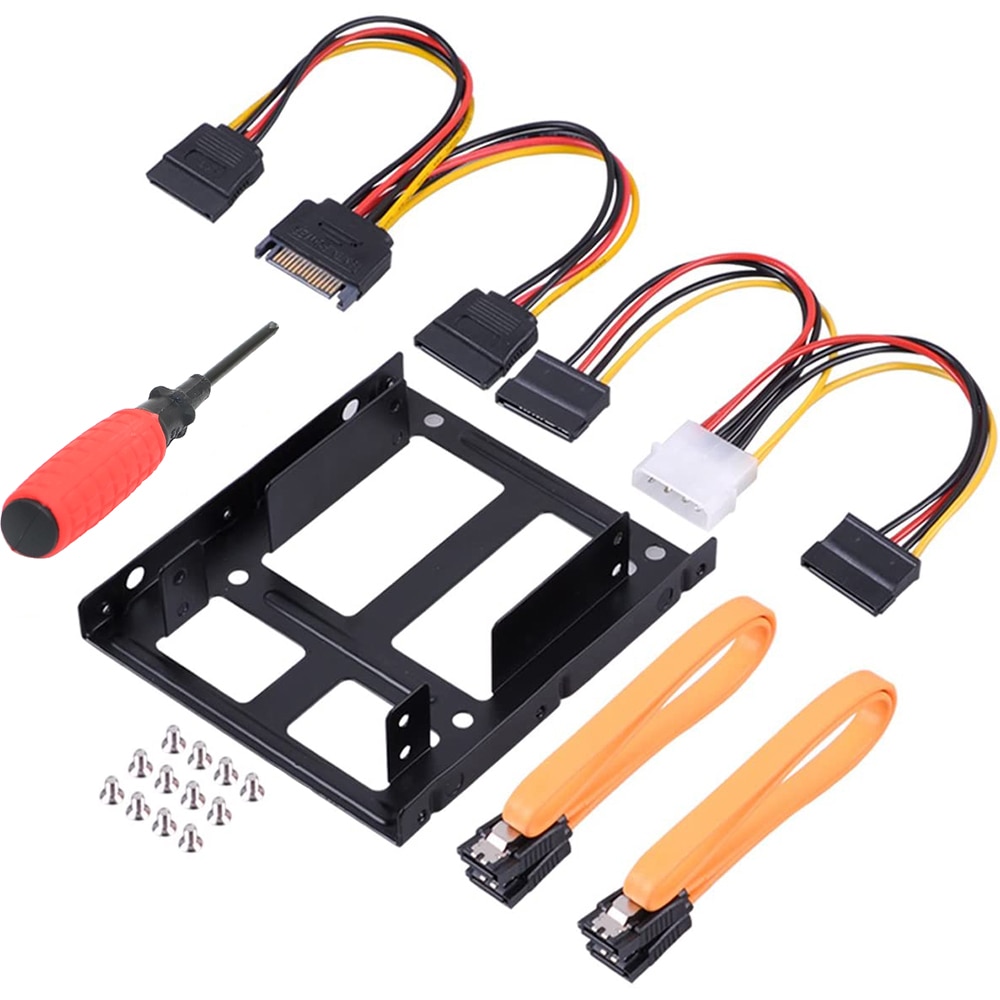 SSD Mounting Bracket Adapter 2.5 to 3.5 inch SSD Mounting Kit with SATA Cable and SATA Power Cable