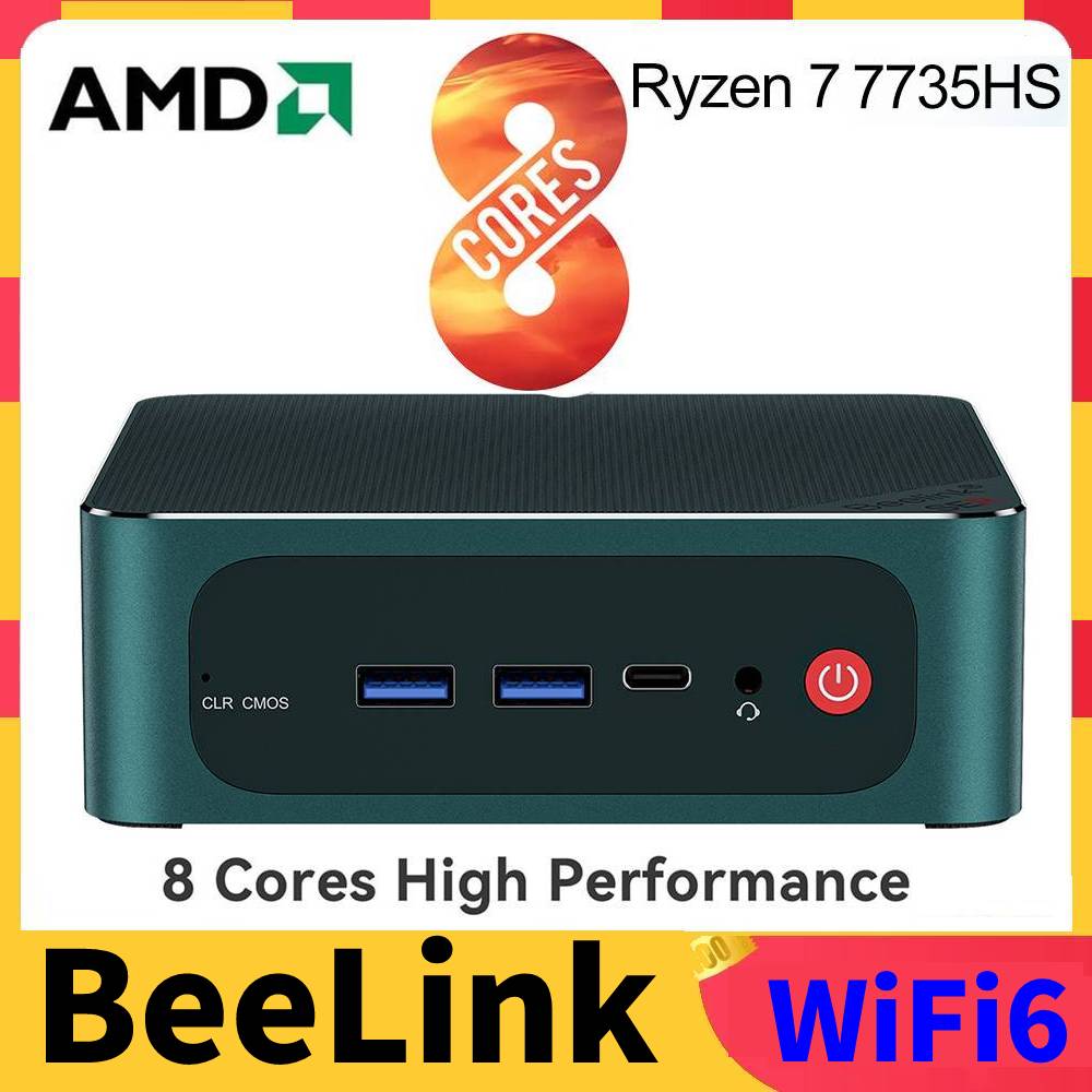 Beelink SER6 Pro 7735HS 6800H AMD Ryzen 7 5 Mini PC 5800H 6600H 5500U SER5 Windows 11 Pro Gaming Computer WiFi6 4K DDR4 NVME SSD