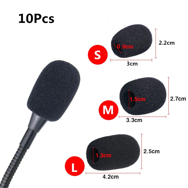10pcs Headset Replacement Foam Microphone Cover Telephone Headset Mic Cover Microphone Windscreen Windshied Headset Sponge S/M/L