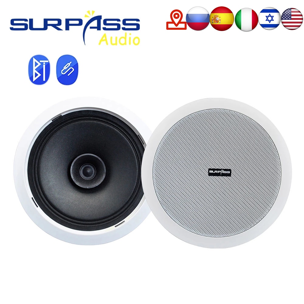 20W Ceiling Speaker System 6inch Smart Bluetooth-compatible 5.0 Flush Mount Home Theater Sound In-Wall Loundspeaker Amplifier