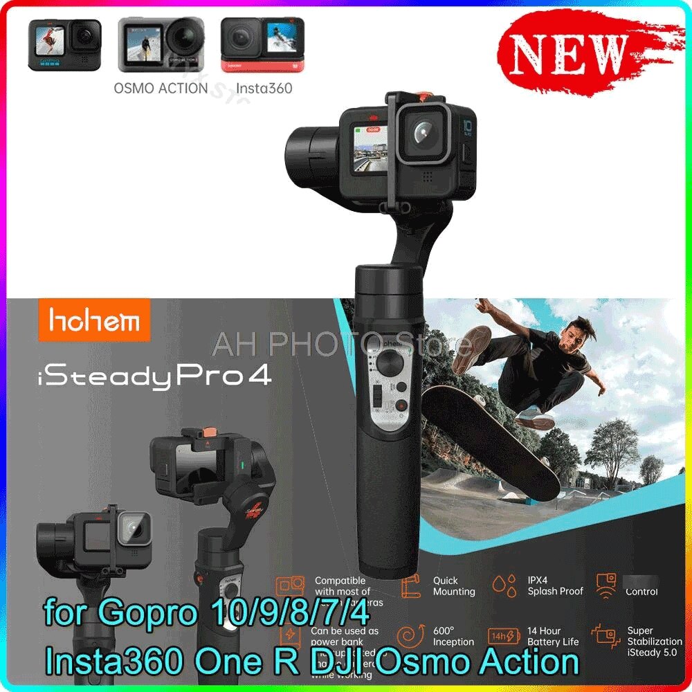 Hohem iSteady Pro 4 Action Camera Gimbal 3-Axis Handheld stabilizer for GoPro 11/10/9/8/7 Insta360 One R DJI OSMO Action