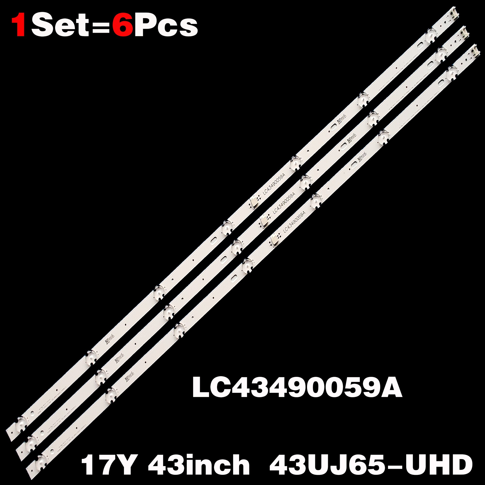 3 PCS LED Backlight strip for LG 43UJ635V 43UK6300PLB 43UJ651V 43UJ634V 43UJ630V 43UJ561V 43UJ655V LC43490059A LC43490058A