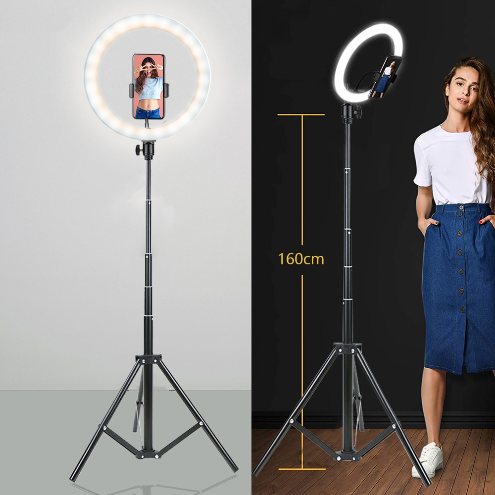 26 16 cm Selfie Ring Light with Tripod Stand & Mobile Holder Photography Led Rim Of Lamp for Live Streaming Youtube Tiktok Video