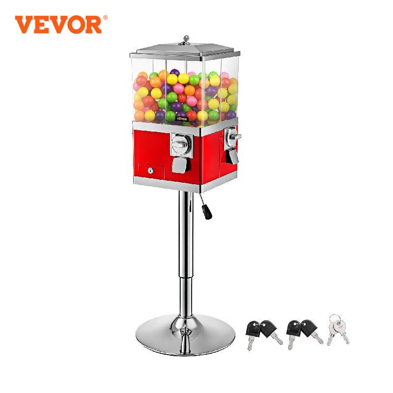 VEVOR Gumball Machine with Stand Quarter Candy Dispenser Rotatable Four Compartments Square Vending Machine Adjustable Wheels