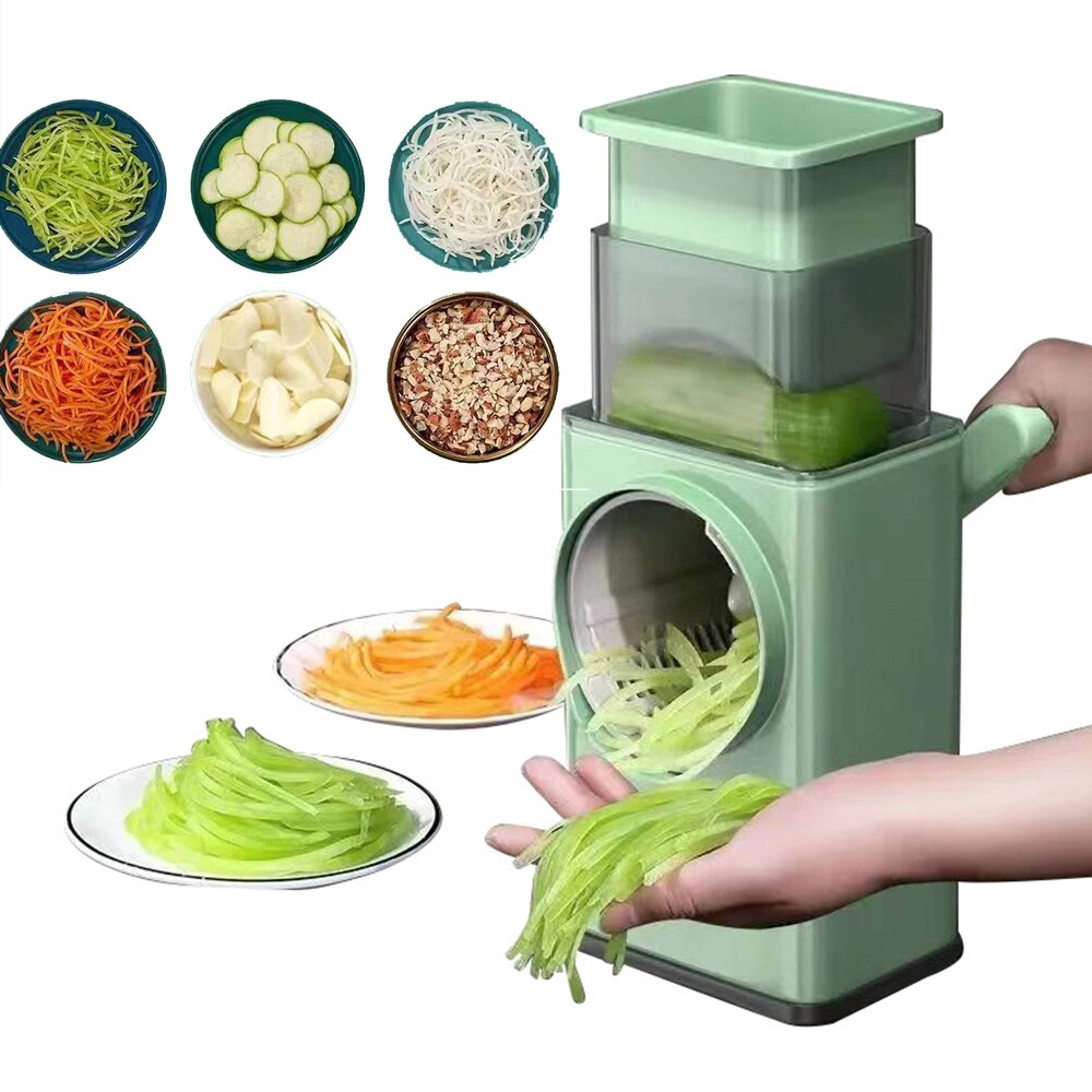 2022 New Drum Vegetable Cutter Hand-crank Multifunction Food Processor Fruit Potato Grater Slicer Kitchen Tool