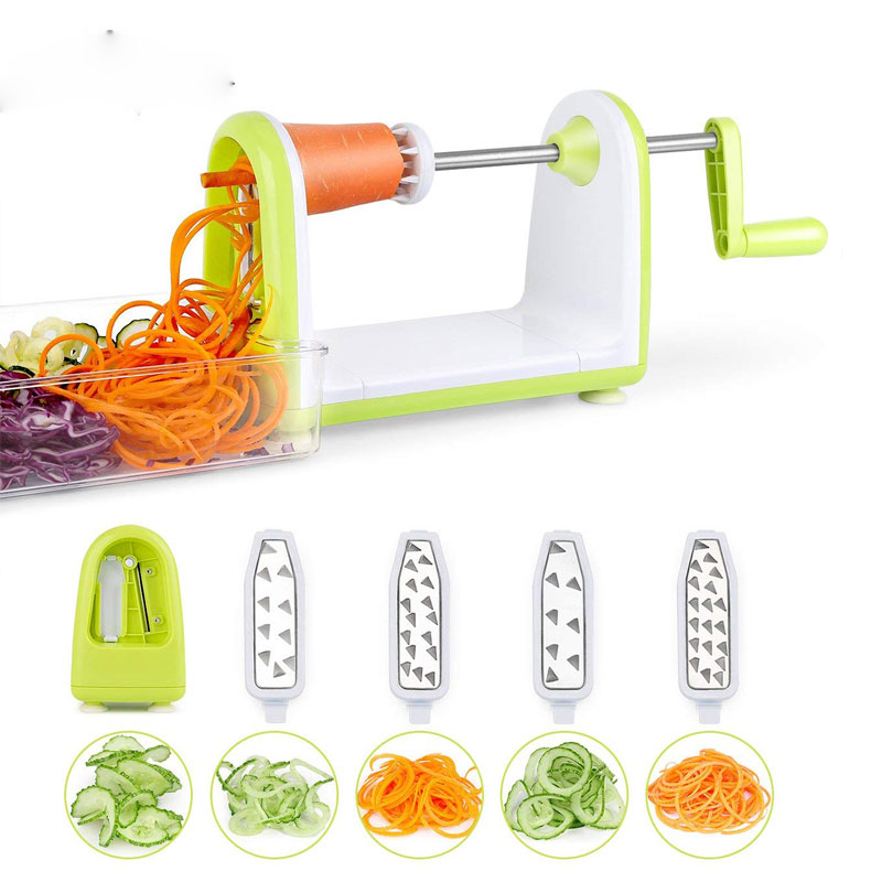 5 Blades Vegetable Spiralizer Folding Veggie Pasta & Spaghetti Potato Vegetable Spiral Cutter Zucchini Slicer