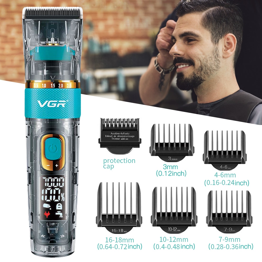 VGR Rechargeable Professional Hair Clipper Hair Trimmer For Men Shaver Hair Cutting Machine Barber Accessories Cut Machin Beard