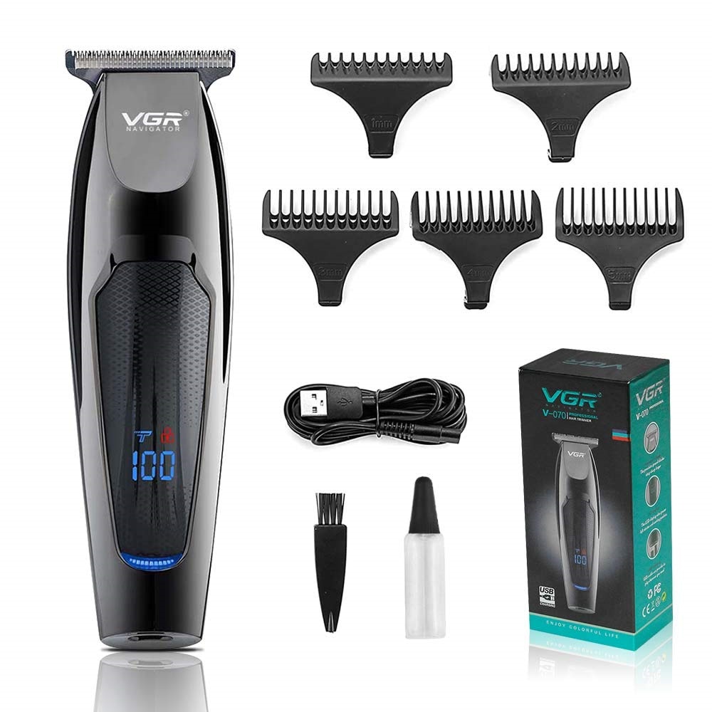 VGR Hair Clipper Oil Head Engraving Electric Clippers LCD Digital Display Household Professional Electrical Appliances V-070