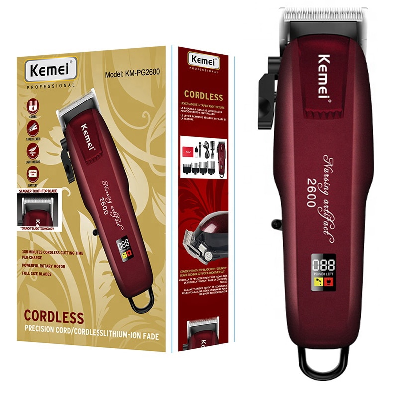 Kemei Rechargeable Hair Clipper Machine Electric Hair Trimmer Beard Professional Edge Hair Cutting Machine For Men Salon
