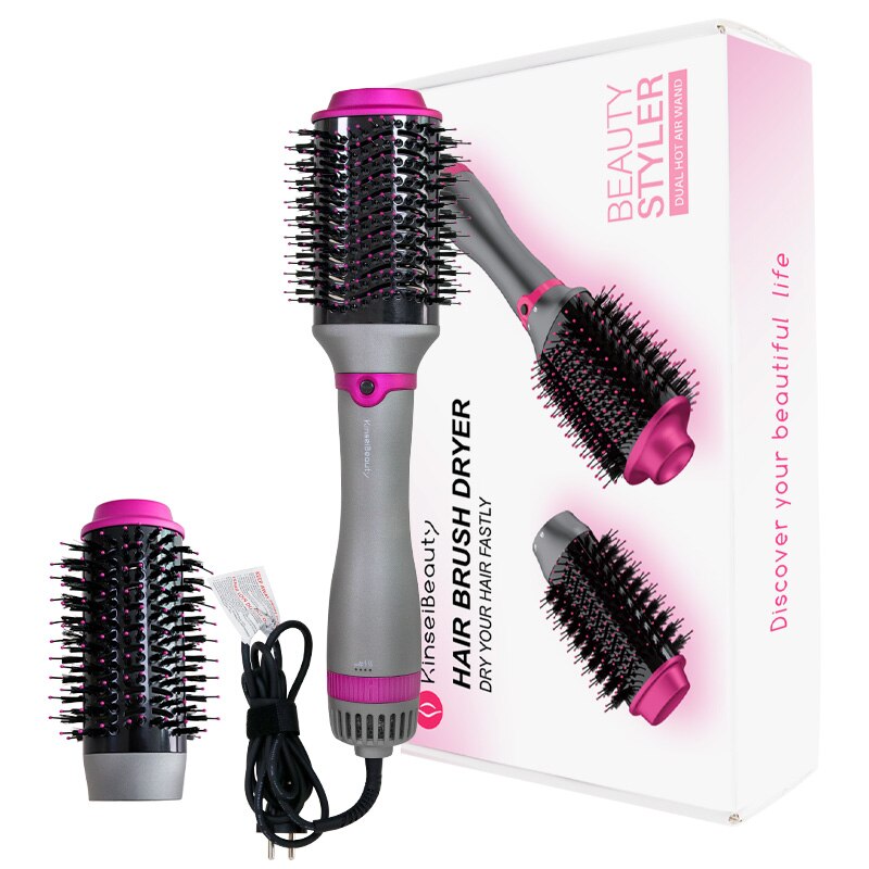 2 in 1 Hot Air Brush Electric 360° Rotating Ion Blow Dryer Brush One Step Professional Curling Combair Straigh Comb Roller