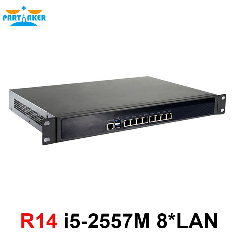 Partaker 1U rack server 8 gigabit lan port computer vpn wlan router i5 2557M security networking appliance