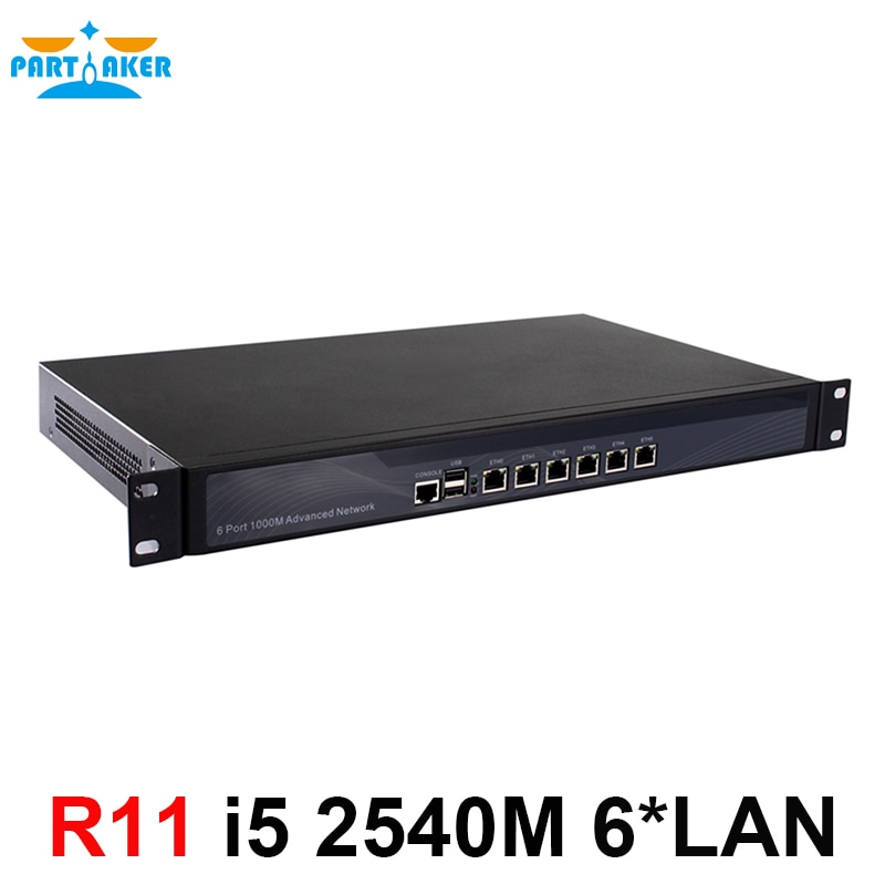 Partaker R11 firewall 1u pfsense with i5 2540M i5 2520M Security Appliance hardware firewall 6* 82583V